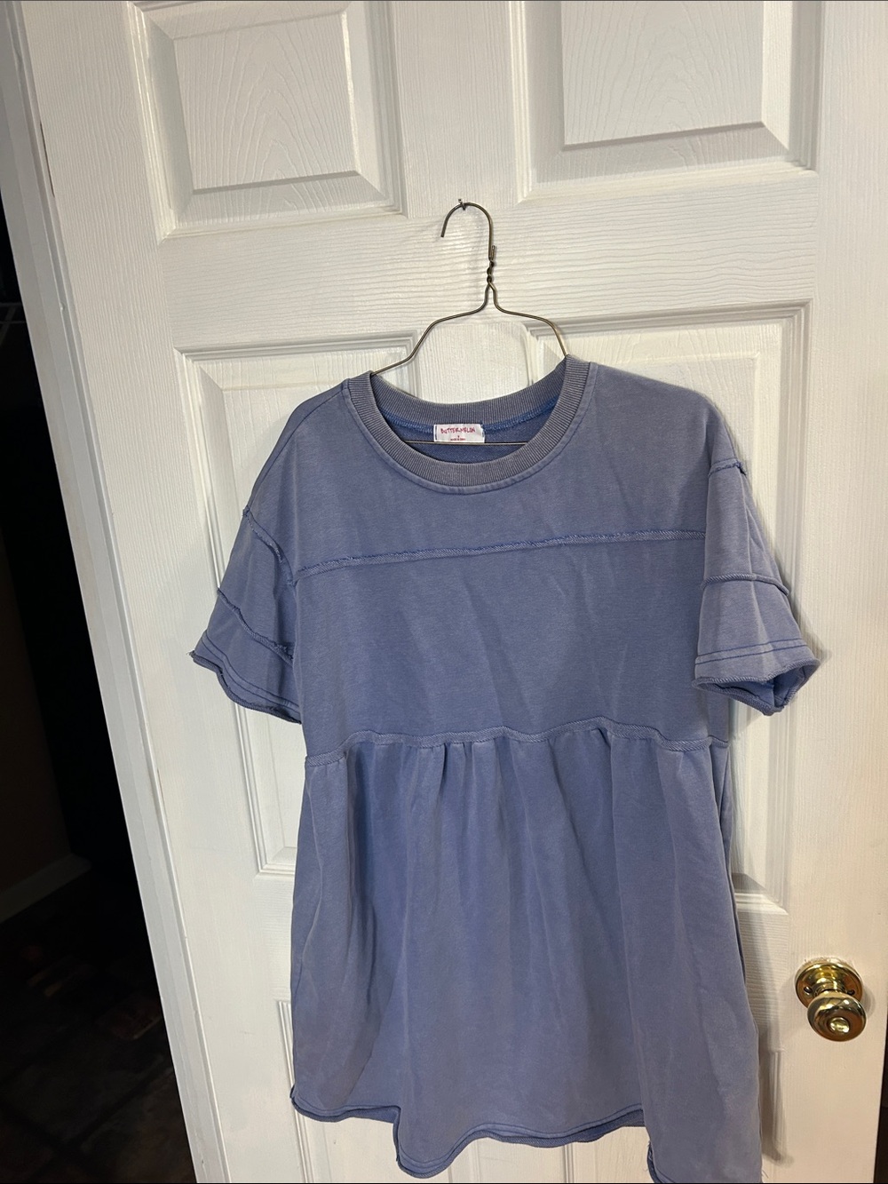 Washed Indigo Peplum Short Sleeve dress